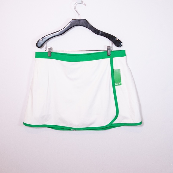 NEW J. Crew Cloudstretch Wrap Mini Built In Shorts Tennis Skirt White Green XL - Picture 1 of 4